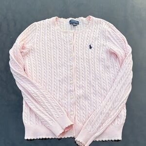 Polo by Ralph Lauren Light Pink Cable Knit Cardigan (STAIN) L12-14